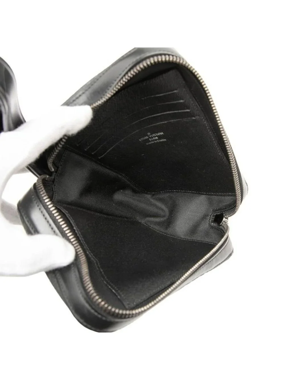 Louis Vuitton Monogram Eclipse Box Clutch Pouch Black Leather